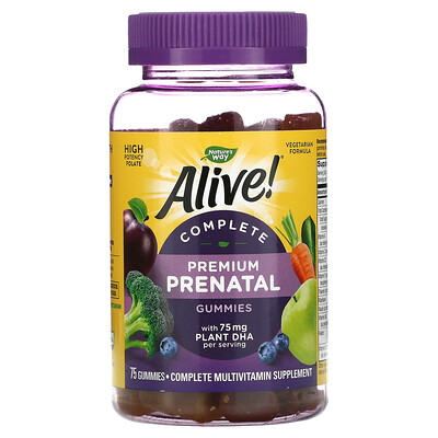 

Nature's Way Alive! Complete Premium Prenatal, Strawberry & Lemon, 75 Gummies