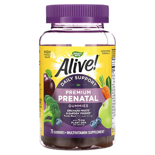 Nature's Way, Живой! Daily Support Premium Prenatal, со вкусом клубники и лимона, 75 жевательных таблеток