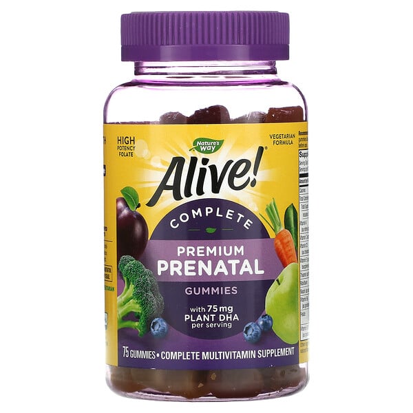 Nature's Way, Alive! Complete Premium Prenatal, Strawberry & Lemon, 75 Gummies