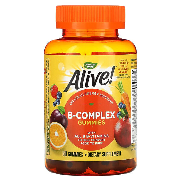 Alive! Complexe de vitamines B, Saveur cerise, 60 gommes