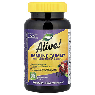 Nature's Way, Gomitas con extracto de saúco, uva y cereza Alive! Immune Alive!®, 90 gomitas