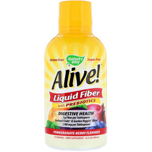 Отзывы о Натурес Вэй, Alive!, Liquid Fiber with Prebiotics, Pomegranate-Berry Flavored, 16 fl oz (480 ml)