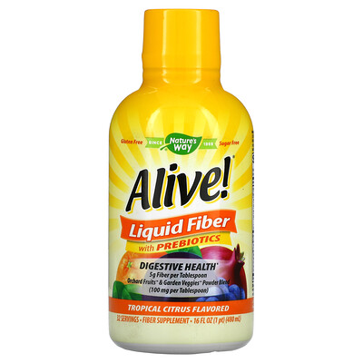 

Nature's Way Alive!, Liquid Fiber with Prebiotics, Tropical Citrus, 16 fl oz (480 ml)