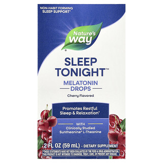 Nature's Way, Sleep Tonight™, мелатонин, капли, вишня, 59 мл (2 жидк. унции)