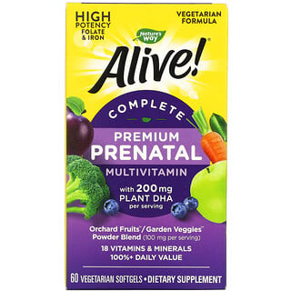 Nature's Way, Alive! полноценный мультивитаминный комплекс премиального качества для беременных, 200 мг, 60 вегетарианских мягких таблеток