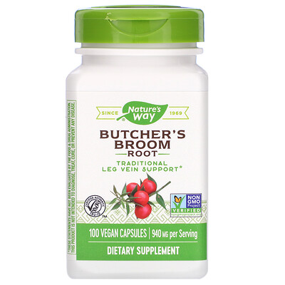 

Butcher's Broom Root, 940 mg, 100 Vegan Capsules