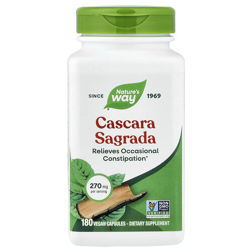 Nature's Way Cascara Sagrada, 270 mg, 180 Vegan Capsules