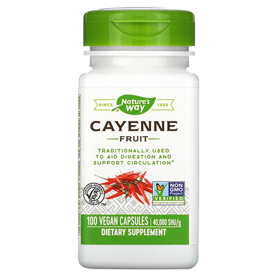 Nature's Way Cayenne Fruit, 40,000 SHU/g, 100 Vegan Capsules