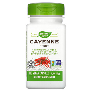 Nature's Way, Cayenne Fruit, 40,000 SHU/g, 100 Vegan Capsules