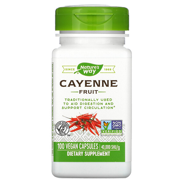 Nature's Way, Cayenne Fruit, 40,000 SHU/g, 100 Vegan Capsules