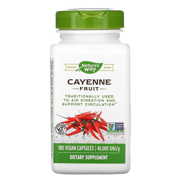 Nature's Way, Cayenne Fruit, 40,000 SHU/g, 180 Vegan Capsules
