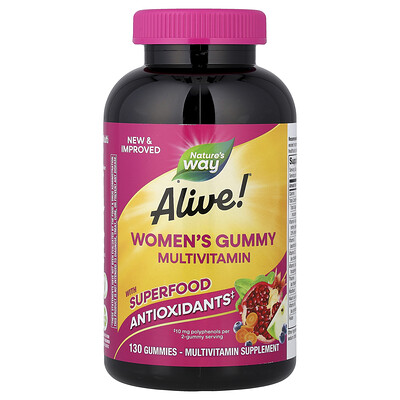 Nature's Way, Gomitas multivitamínicas para mujeres Alive!®, Bayas mixtas, 130 gomitas