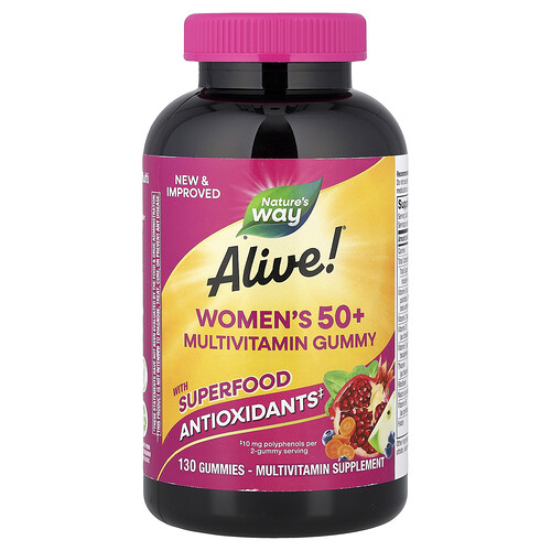 Nature's Way , Alive! Women's 50+ Gummy Vitamins, Fruit Flavors, 130 Gummies - Image 2