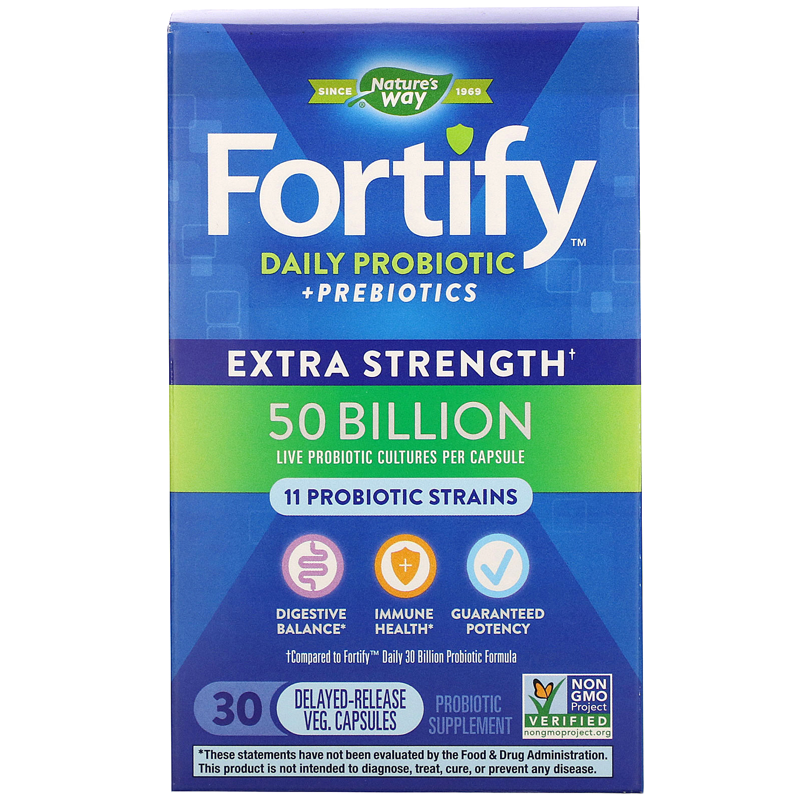 Nature's Way, Fortify Daily Probiotic + Prebiotics , Extra Strength, 50