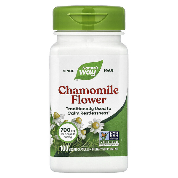 Nature's Way Chamomile Flower, 700 mg, 100 Vegan Capsules (350 mg per Capsule)