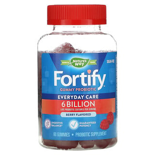 Nature's Way, Fortify Gummy Probiotic, Sugar-Free, Berry, 6 Billion, 60 Gummies