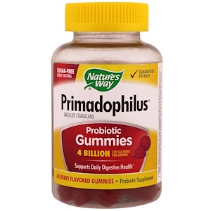 Nature's Way, Primadophilus Probiotic Gummies, Berry, 60 Berry Flavored Gummies