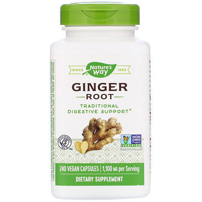 Nature's Way Ginger Root, 1,100 mg, 240 Vegan Capsules