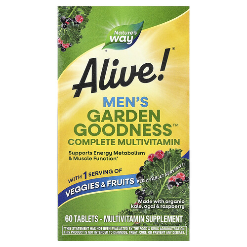 Nature's Way, Alive!® Garden Goodness™, Men's Complete Multivitamin, 60 Tablets