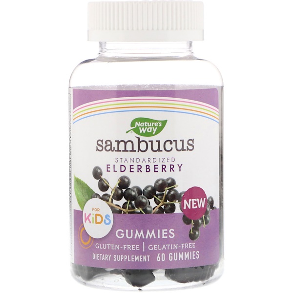 Nature's Way, Sambucus Gummies for Kids Standardized Elderberry, 60 Gummies