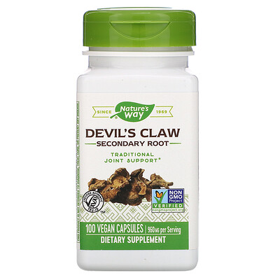 Nature's Way Devil's Claw (чертов коготь), вторичный корень, 480 мг, 100 растительных капсул