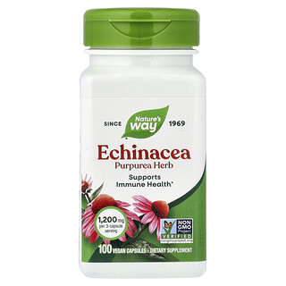 Nature's Way, Echinacea, purpurea gyógynövény, 100 vegán kapszula (0,4 mg kapszulánként)
