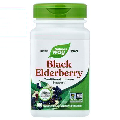 Nature's Way, Saúco negro, 100 cápsulas veganas (575 mg por cápsula)