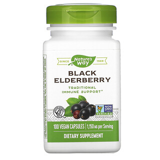 Nature's Way, Black Elderberry, schwarzer Holunder, 575 mg, 100 vegane Kapseln