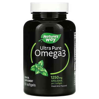 

Nature's Way Ultra Pure Omega3, свежая мята, 625 мг, 60 мягких таблеток
