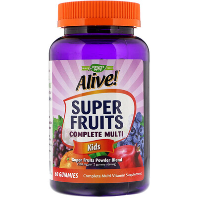 

Nature's Way Alive! Super Fruits Complete Multi, Kids, Pomegranate Cherry Flavor, 60 Gummies