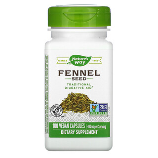 Nature's Way, Graine de fenouil, 480 mg, 100 capsules vegan