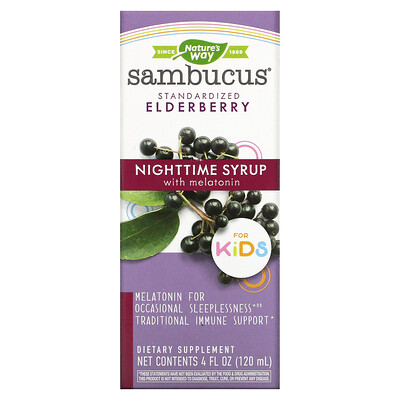 

Nature's Way Sambucus For Kids Standardized Elderberry Nighttime Syrup with Melatonin 4 fl oz (120 ml)