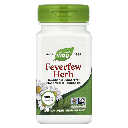 Nature's Way Feverfew Herb, 380 mg, 100 Vegan Capsules