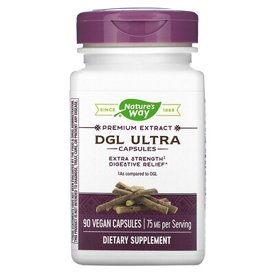 Nature's Way DGL Ultra, глицирризинат солодки, 75 мг, 90 веганских капсул
