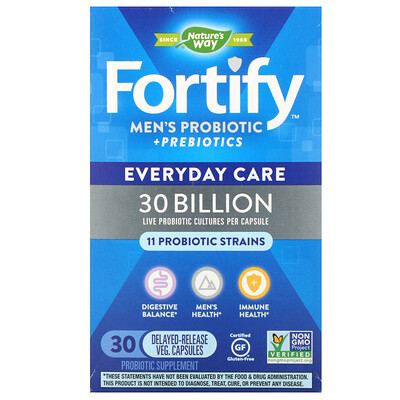 Nature's Way Fortify Men's 30 Billion Probiotic, 30 Vegetarian Capsules