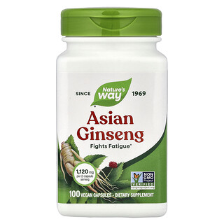 Nature's Way, Asiatisk ginseng, 100 veganske kapsler (560 mg pr. kapsel)