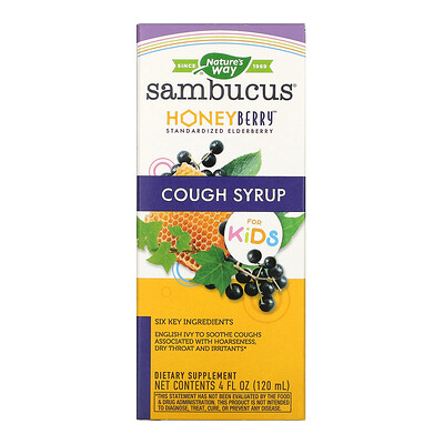 Nature's Way Sambucus Kids HoneyBerry Cough Syrup, 4 fl oz