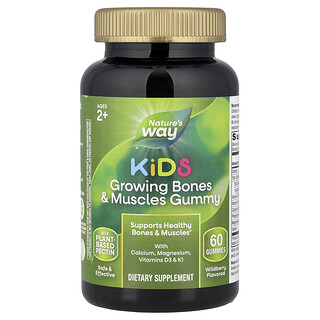 Nature's Way, Kids, Growing Bones & Muscles Gummy, Knochen- und Muskelunterstützung für Kinder ab 2 Jahren, Wildbeerengeschmack, 60 Fruchtgummis