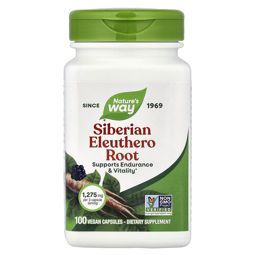 Nature's Way, Siberian Eleuthero Root, 100 Vegan Capsules (425 mg per Capsule)