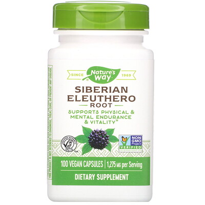 Nature's Way Siberian Eleuthero Root, 1,275 mg, 100 Vegan Capsules