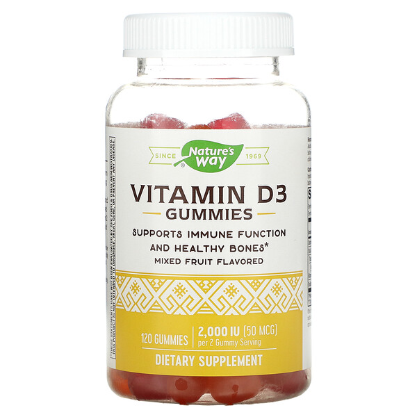 Vitamin D3 Gummies, Mixed Fruit, 50 mcg (2,000 IU), 120 Gummies