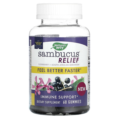 

Nature's Way Sambucus Relief Immune Support Elderberry + South African Geranium 60 Gummies