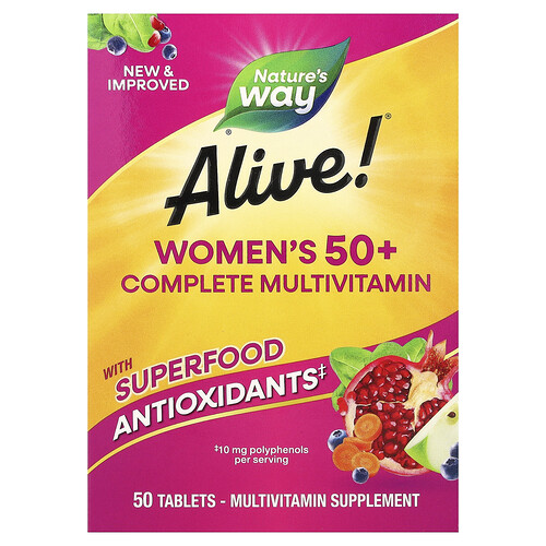 Nature's Way, Suplemento multivitamínico completo para mujeres mayores de 50 años Alive!®, 50 comprimidos