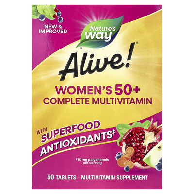 Nature's Way, Suplemento multivitamínico completo para mujeres mayores de 50 años Alive!®, 50 comprimidos