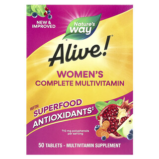 Nature's Way, Multivitamines complètes pour femmes Alive!®, 50 comprimés