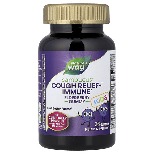 Nature's Way, Kids Cough Relief + Immune Gummy, Hustenlinderung und Immun-Fruchtgummi für Kinder, Holunder, 36 Fruchtgummis