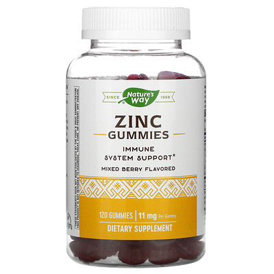 Nature's Way Zinc Gummies, Mixed Berry , 11 mg, 120 Gummies