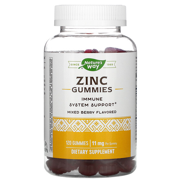 Nature's Way, Zinc Gummies, Mixed Berry , 11 mg, 120 Gummies iHerb