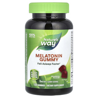Nature's Way, Melatonin-vingummi, jordbær, 120 vingummier (2,5 mg pr. vingummi)