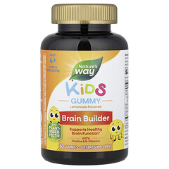 Kids, Brain Builder, засіб для підтримки роботи мозку, для дітей від 4 років, лимонад, 60 жувальних мармеладок
